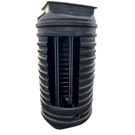 Jupiter package pumping station cutaway showing internal pipework, non return valves, dual pumps and a level control float switch.