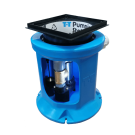 Pluto Micro domestic package pump station showing internal pipework and pump.