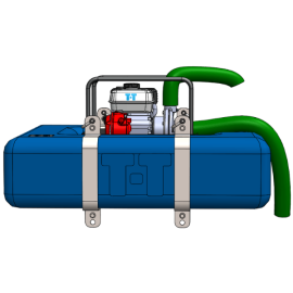 Pontoon with surface mounted pump.