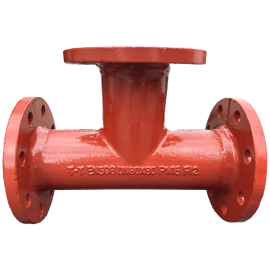 Ductile iron equal tee bend pipework.