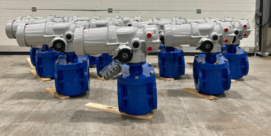 Multiple actuated bi-directional eccentric plug valves.