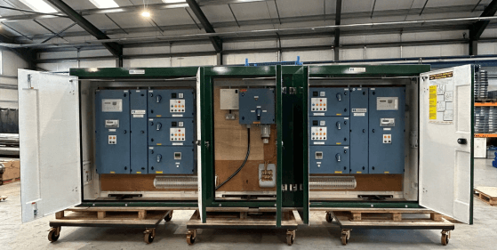 Bespoke kiosk housing two pump station control panels.