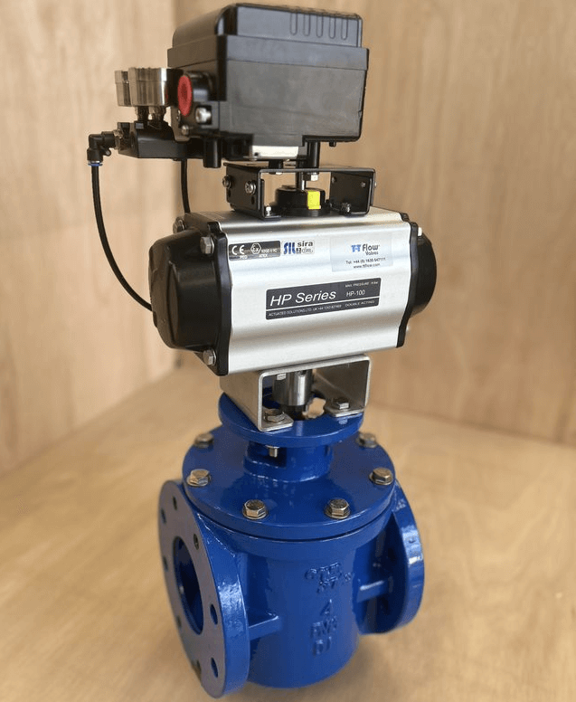 Actuated eccentric plug valve.