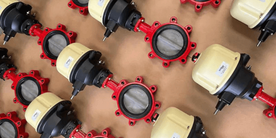 Custom actuated butterfly valves.