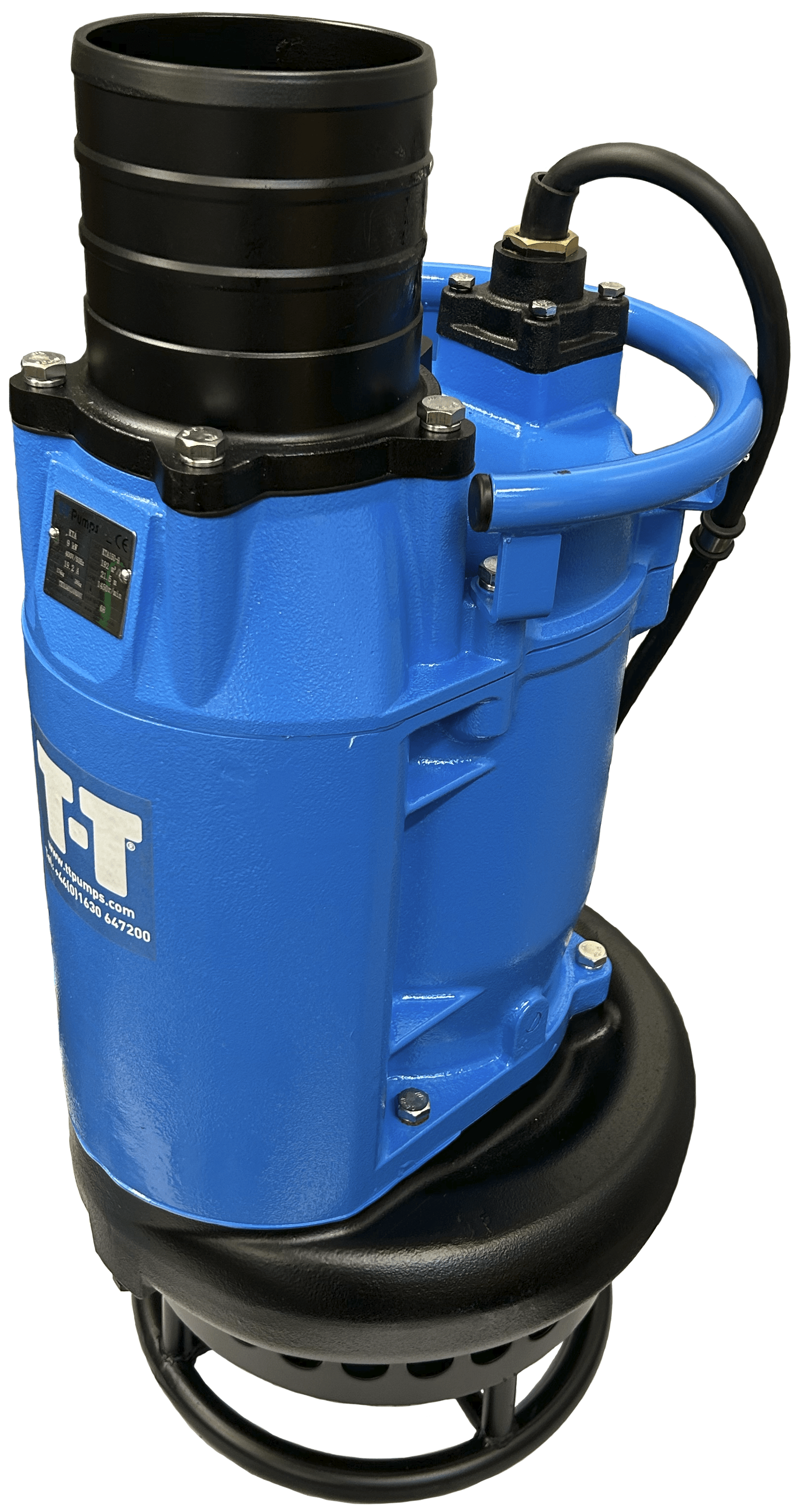 Blue submersible slurry pump.