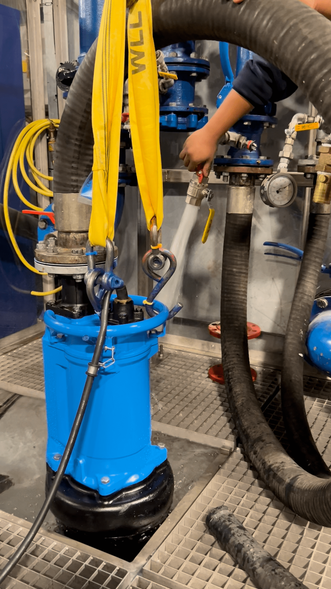 Slurry pump on a test rig.