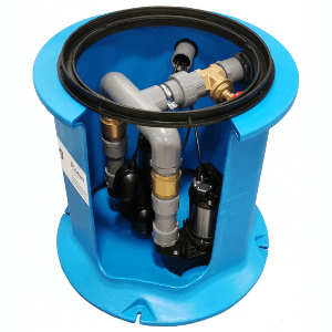 Final effluent pumping station showing internal pipework, pumps and level control.