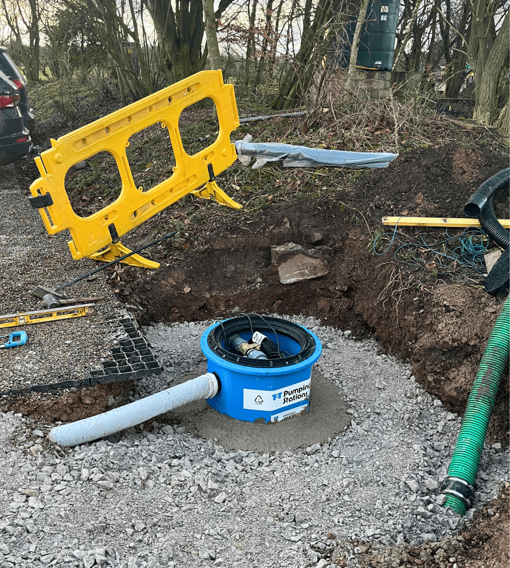 Pluto with half concrete backfill.