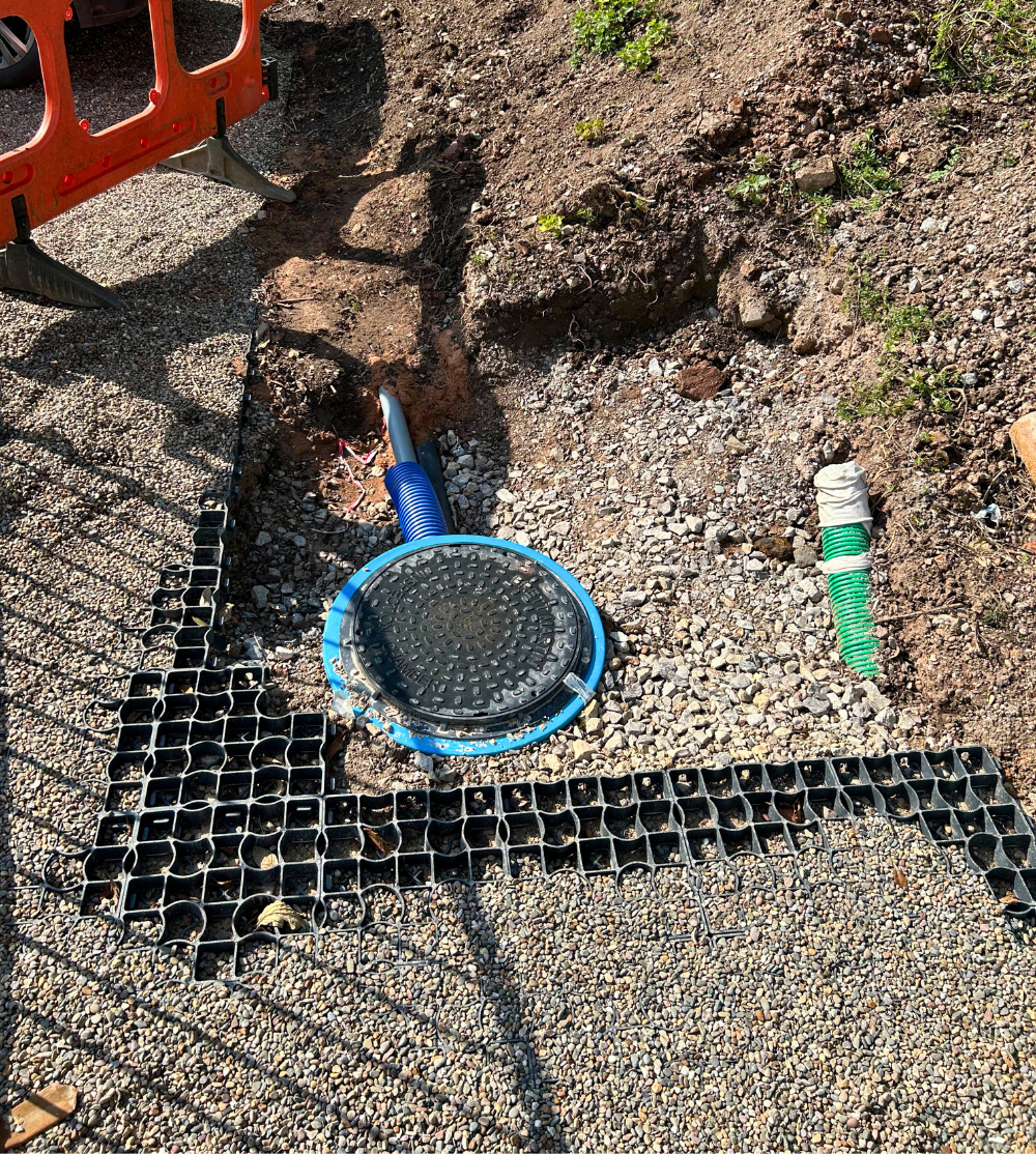 Pluto pump station with access cover and complete backfill.