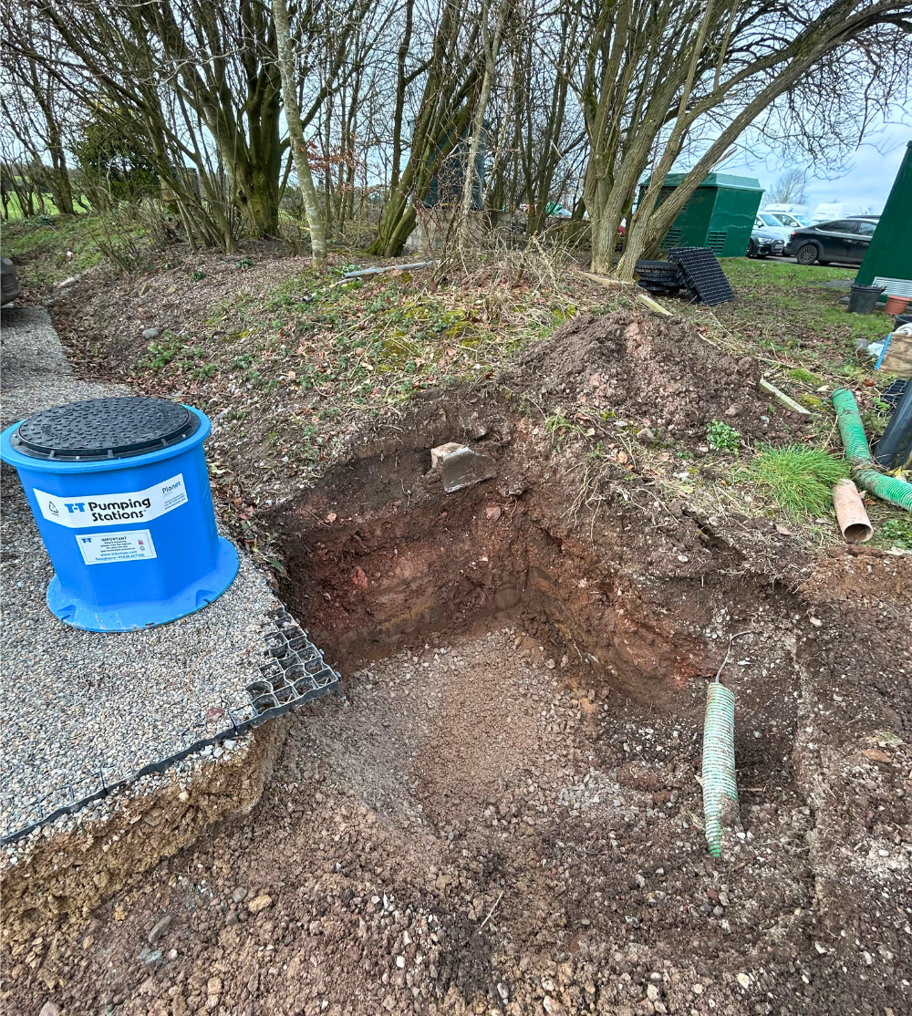 Pluto pumping station next to excavation at T-T HQ.